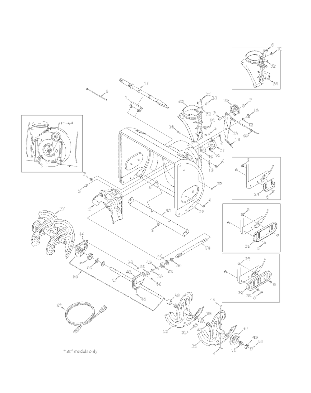 Augerandhousing Diagram and Parts List for 31AS63EF700 2015 Yard Machines Snow Blower